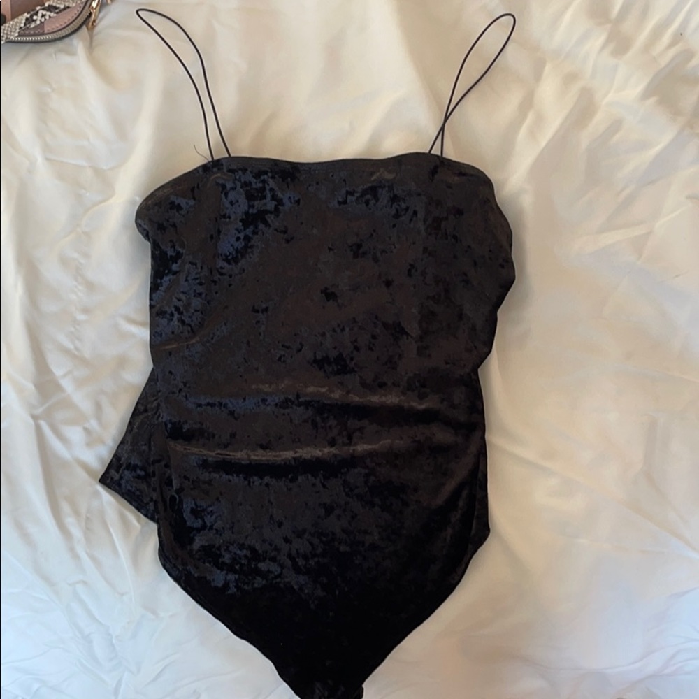 Black velvet bodysuit